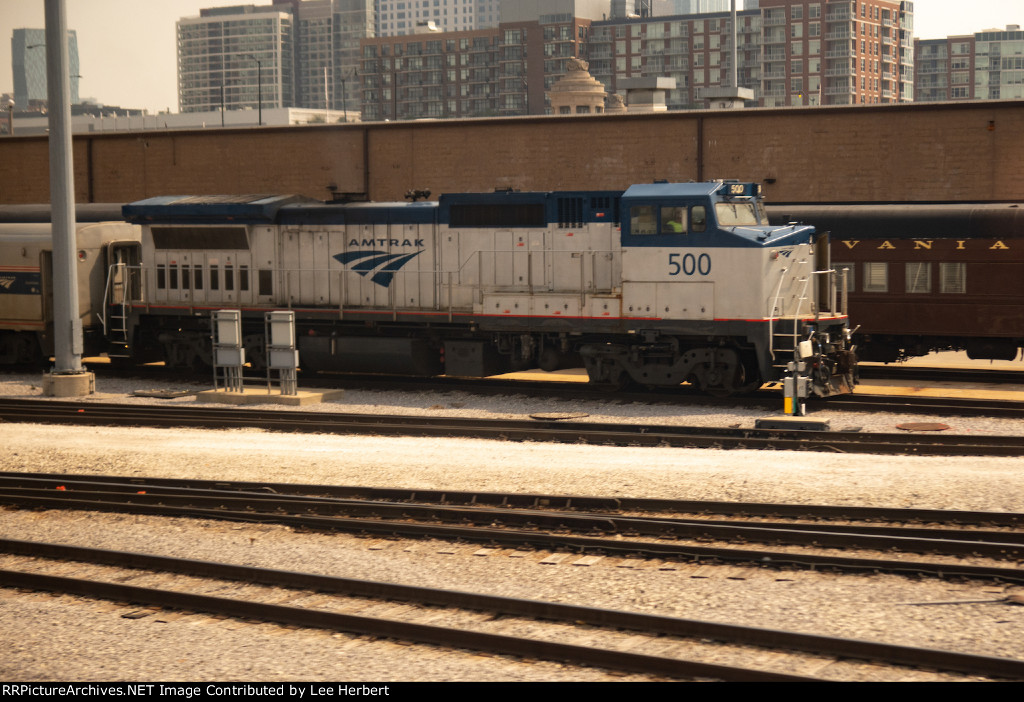 AMTK 500 in Chicago's engine terminal